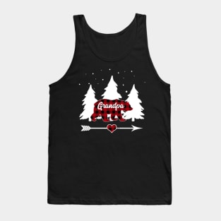 Grandpa Bear Buffalo Plaid Christmas Matching Family Pajama Tank Top